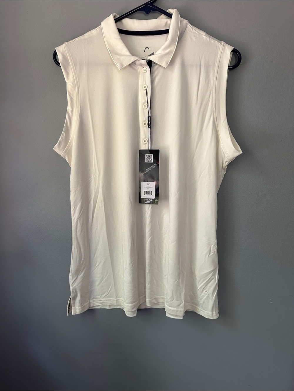 Head golf NWT Sleeveless Polo Top in cream womens size large